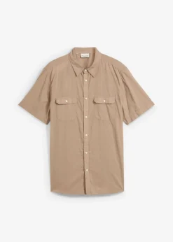 bonprix bonprix Básicos En Rebajas|Camisas>Camisa de manga corta de algodón puro Marrón grisáceo