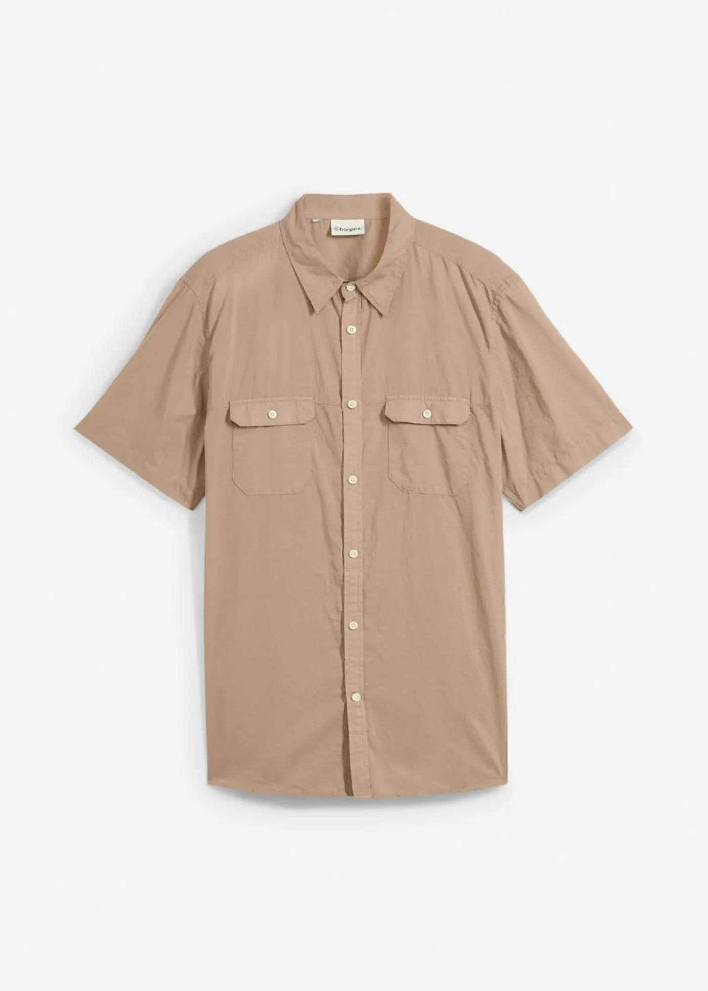 bonprix bonprix Básicos En Rebajas|Camisas>Camisa de manga corta de algodón puro Marrón grisáceo