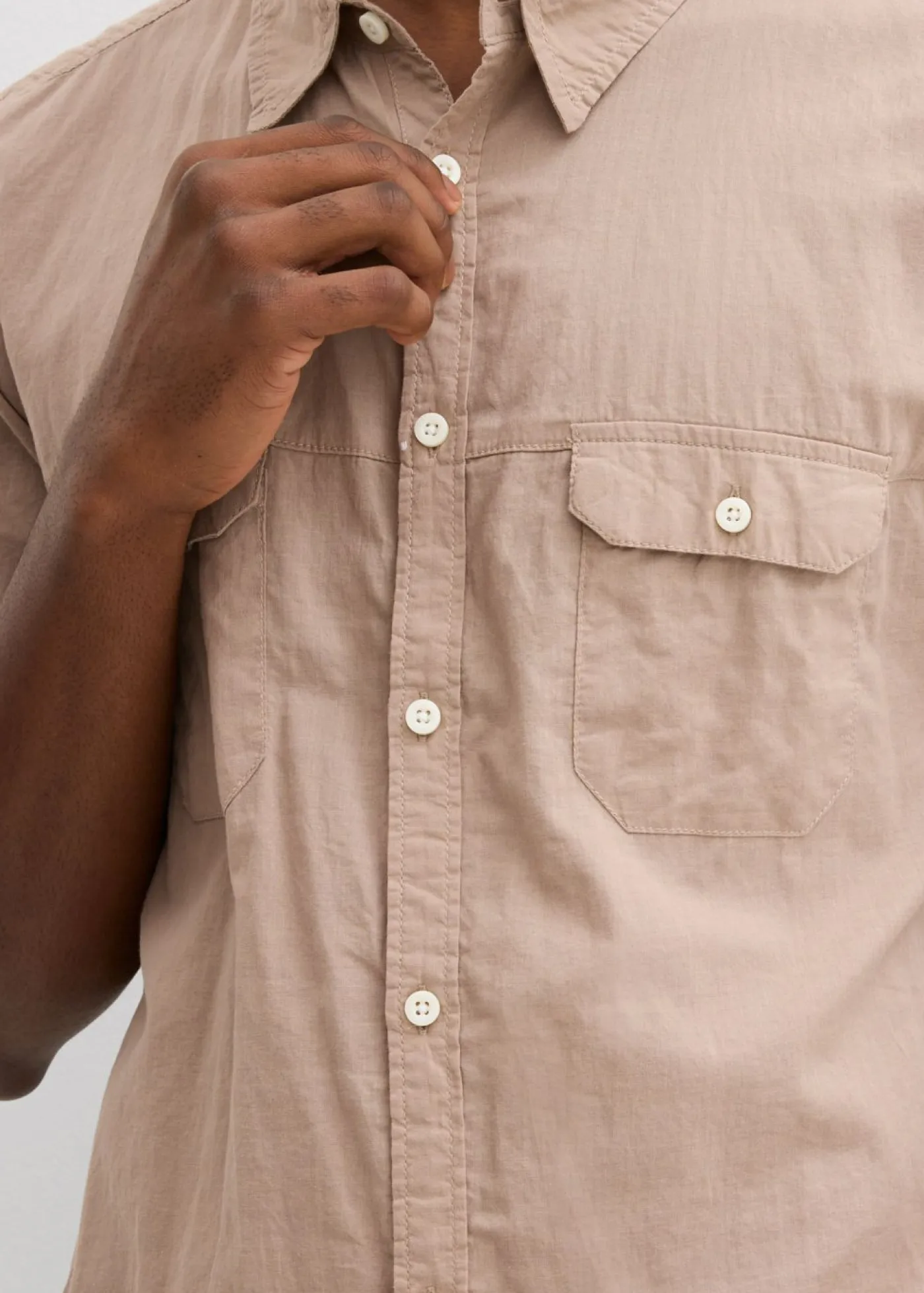 bonprix bonprix Básicos En Rebajas|Camisas>Camisa de manga corta de algodón puro Marrón grisáceo