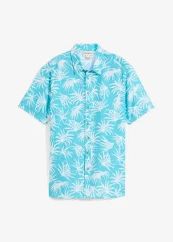 bonprix bonprix Camisas>Camisa de manga corta de viscosa verde agua/blanco