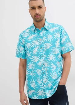 bonprix bonprix Camisas>Camisa de manga corta de viscosa verde agua/blanco