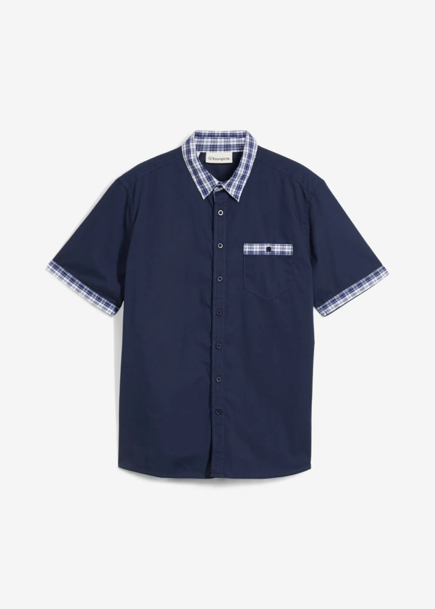 bonprix bonprix Camisas>Camisa de manga corta de algodón puro Azul marino