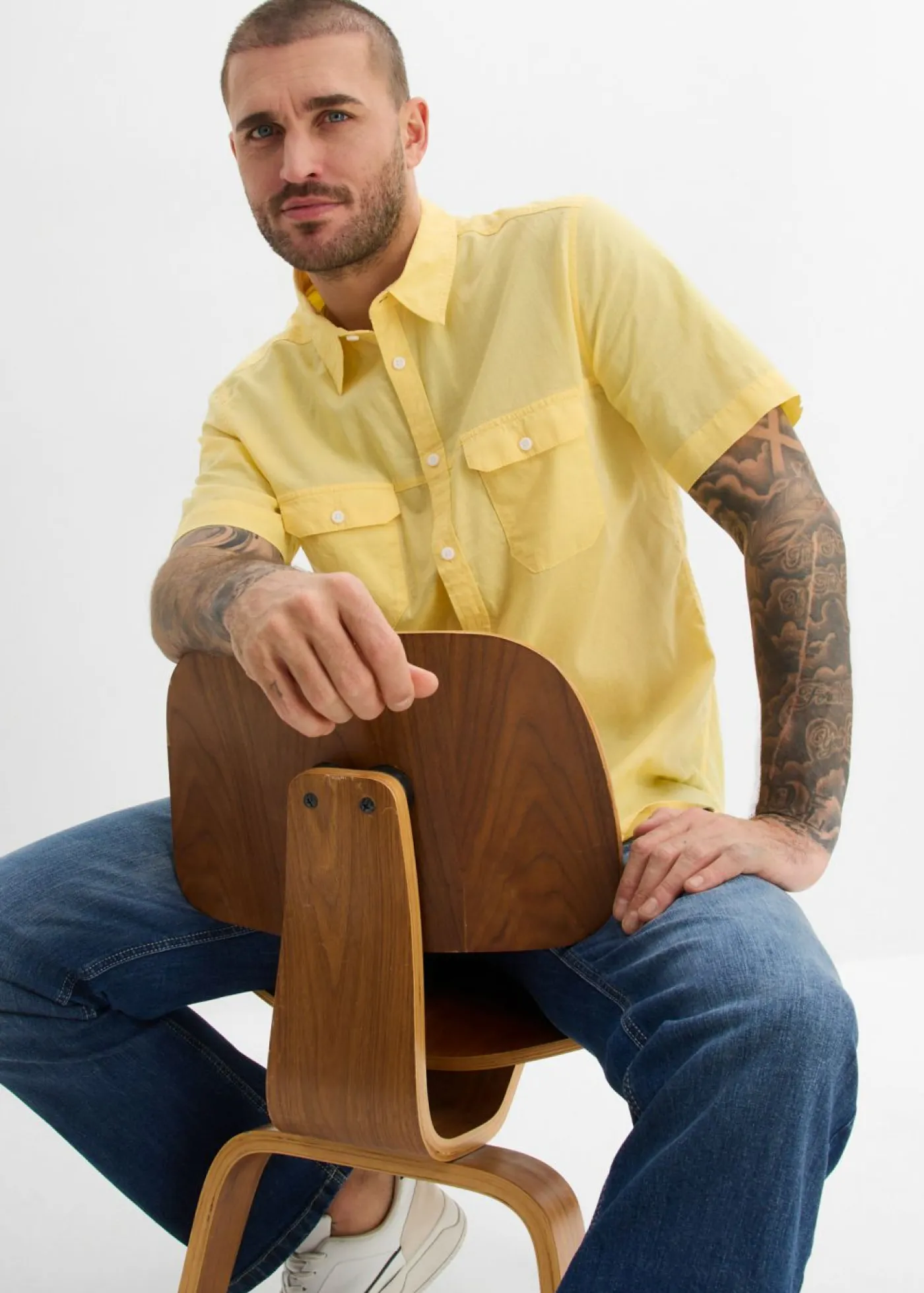 Hombre bonprix bonprix Camisa de manga corta de algodón puro