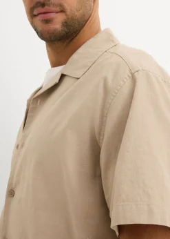 Hombre bonprix bonprix Camisa de manga corta y corte holgado con lino