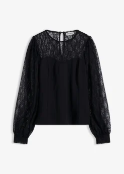 Mujer bonprix bonprix Camisa de manga larga con encaje