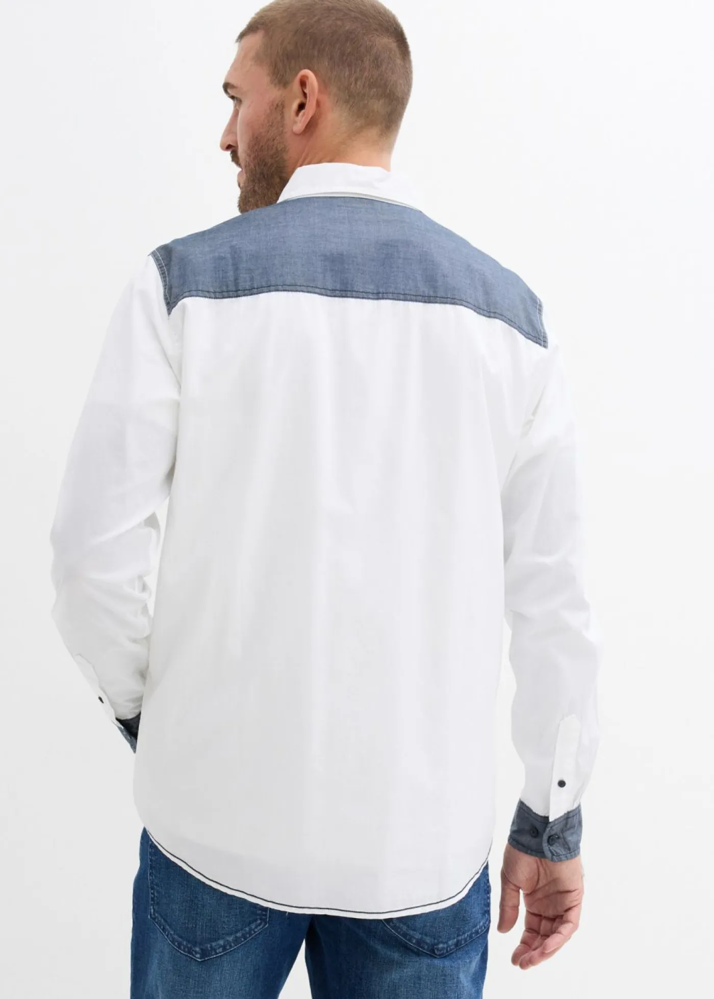 bonprix bonprix Camisas>Camisa de manga larga de algodón puro Blanco