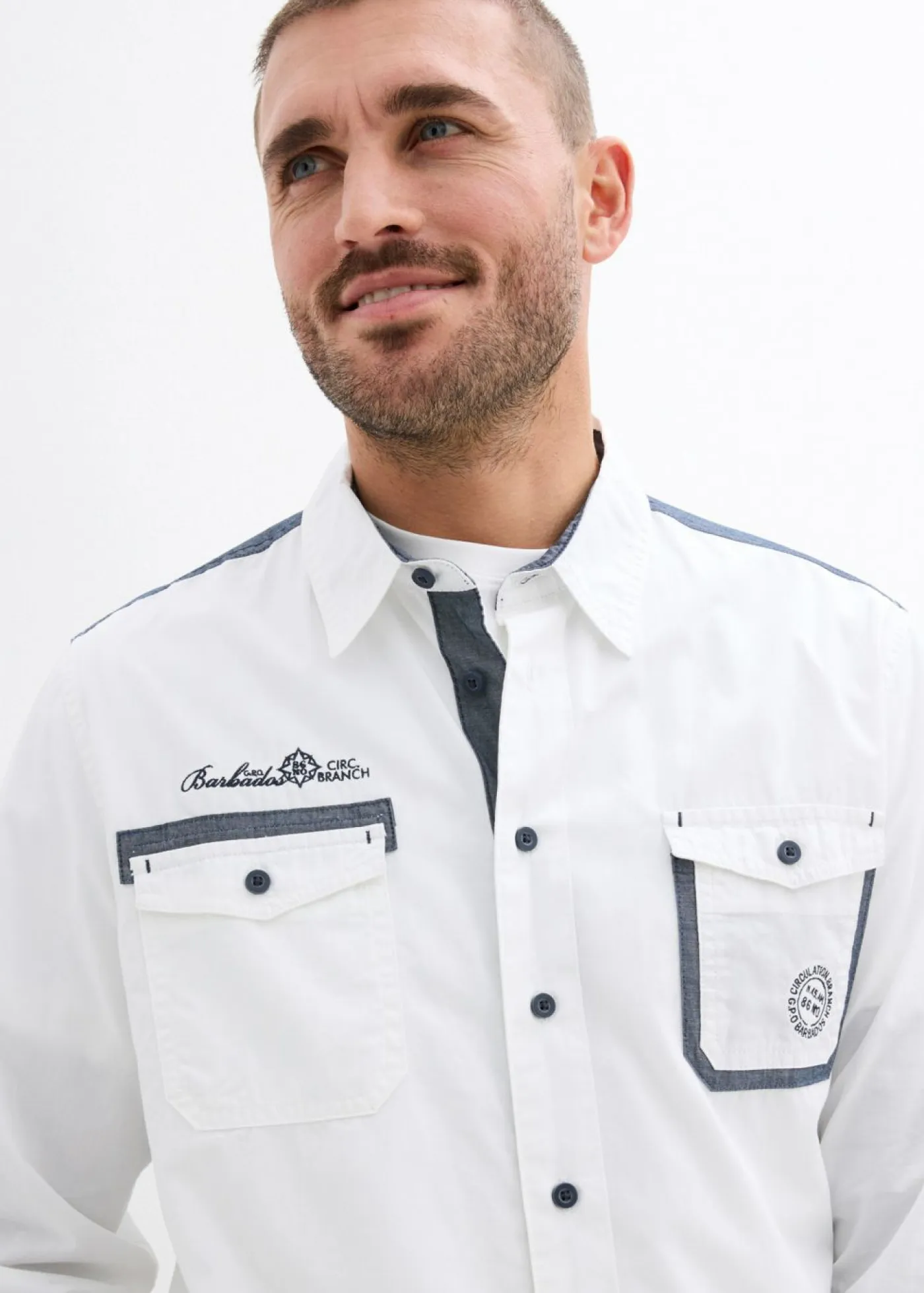 bonprix bonprix Camisas>Camisa de manga larga de algodón puro Blanco