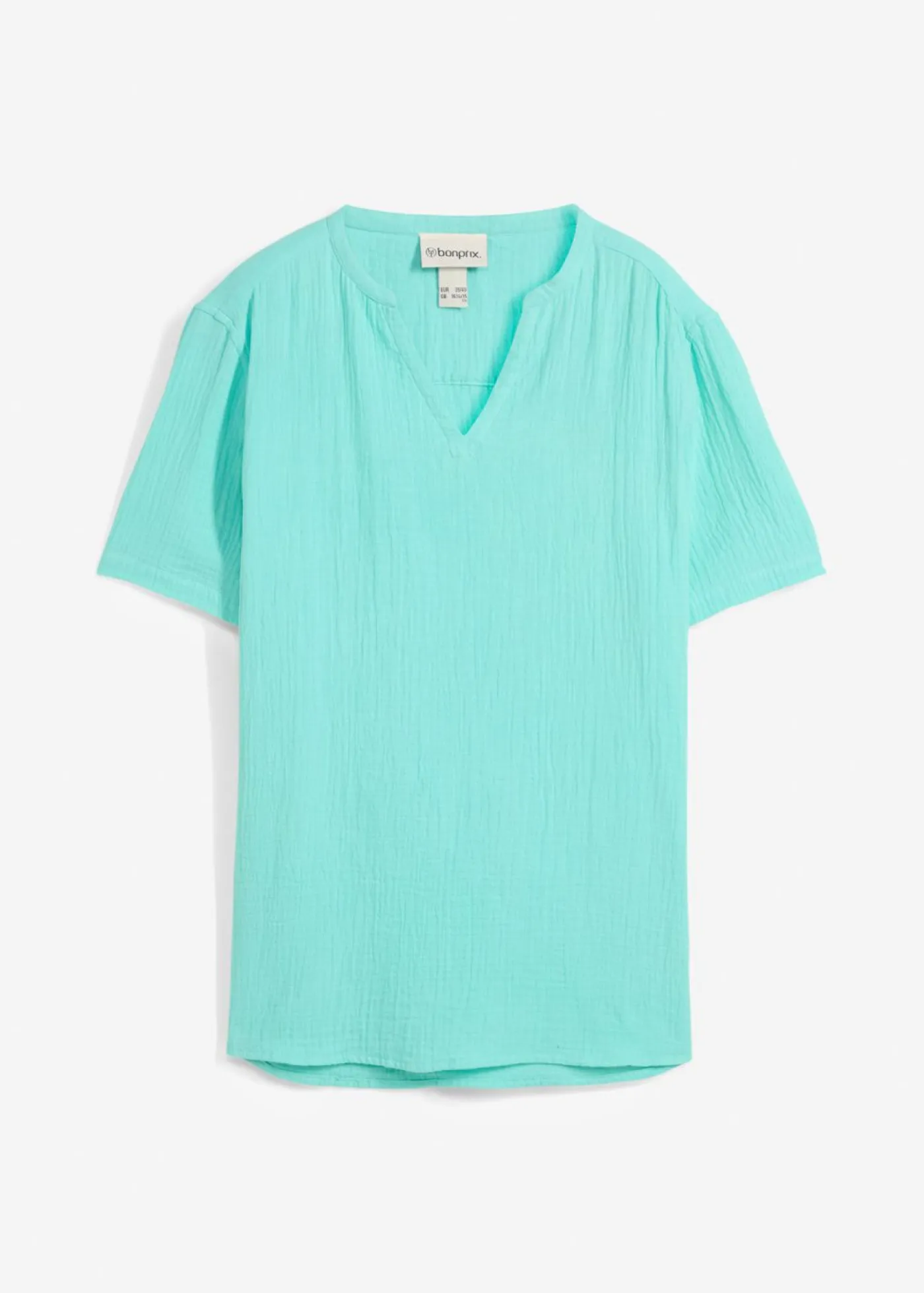 bonprix bonprix Camisas>Camisa de muselina ligera con manga corta Verde agua