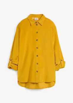 bonprix bonprix Camisas Y Blusas>Camisa de pana con abertura lateral Oro ocre