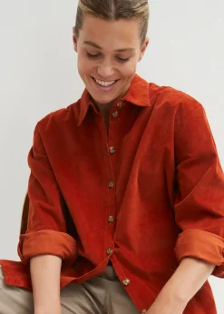 Mujer bonprix bonprix Camisa de pana con abertura lateral