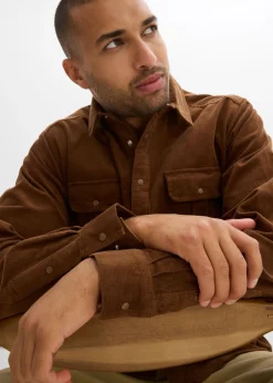 Hombre bonprix bonprix Camisa de pana elástica con algodón