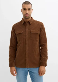 Hombre bonprix bonprix Camisa de pana térmica con tejido elástico y forro polar cálido