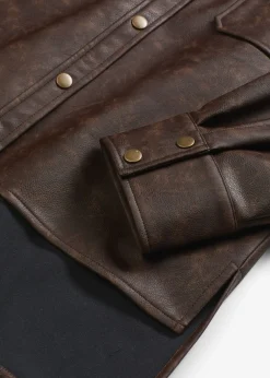 bonprix bonprix Camisas Y Blusas>Camisa de piel sintética con efecto desgastado Marrón oscuro