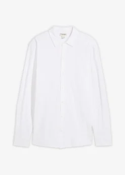 bonprix bonprix Camisas>Camisa elástica de piqué de algodón con corte ajustado Blanco