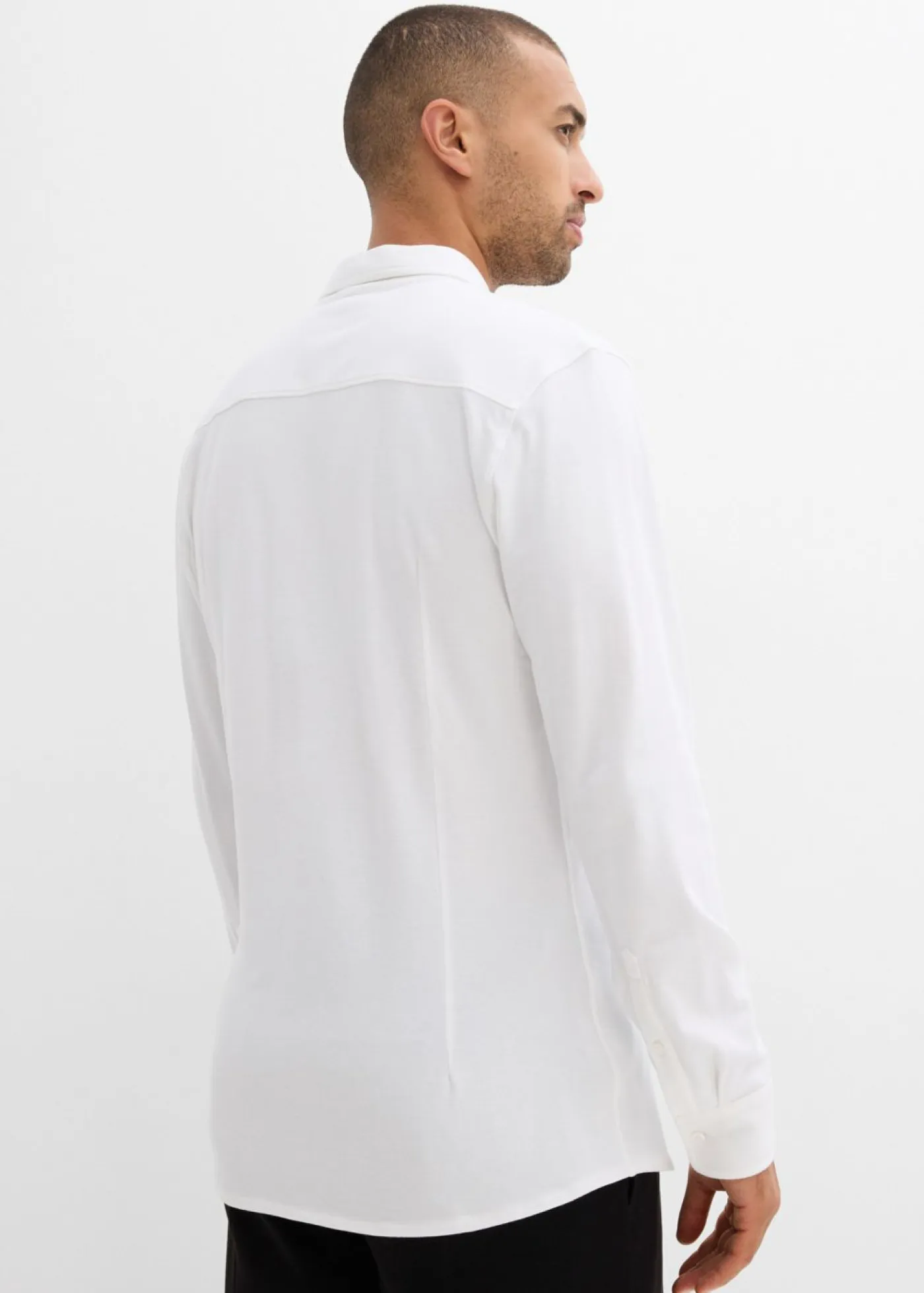 bonprix bonprix Camisas>Camisa elástica de piqué de algodón con corte ajustado Blanco