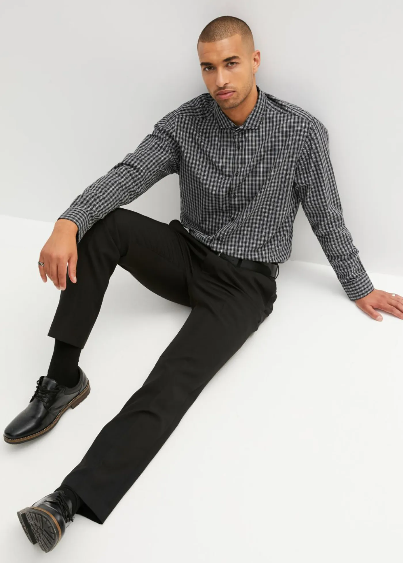 bonprix bonprix Camisas>Camisa formal Negro-blanco a cuadros