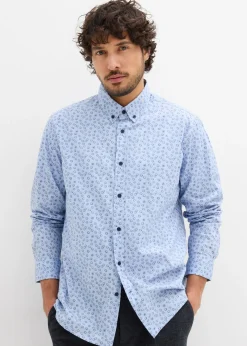 bonprix bonprix Camisas>Camisa formal de algodón puro, modern fit Azul claro-azul marino con lunares