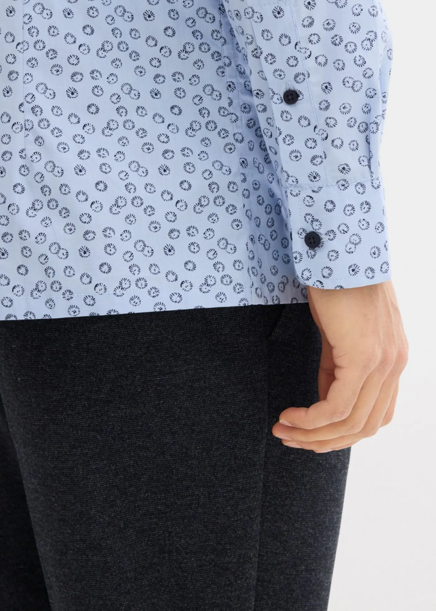 bonprix bonprix Camisas>Camisa formal de algodón puro, modern fit Azul claro-azul marino con lunares