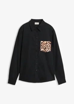 Mujer bonprix bonprix Camisa oversize con bolsillo en contraste