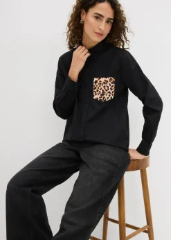 Mujer bonprix bonprix Camisa oversize con bolsillo en contraste