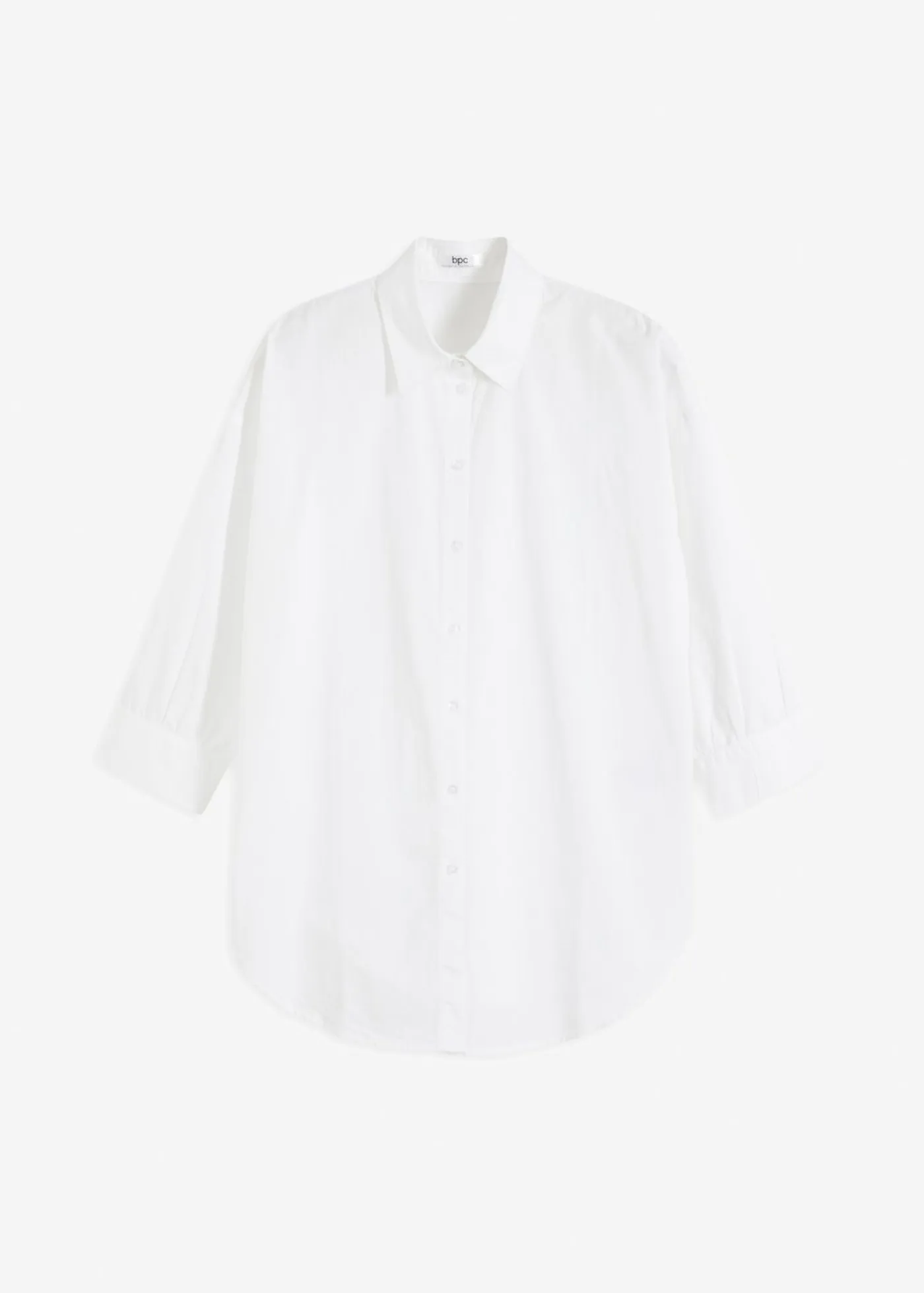 bonprix bonprix Camisas Y Blusas|Novedades>Camisa oversize de algodón con mangas 3/4 Blanco