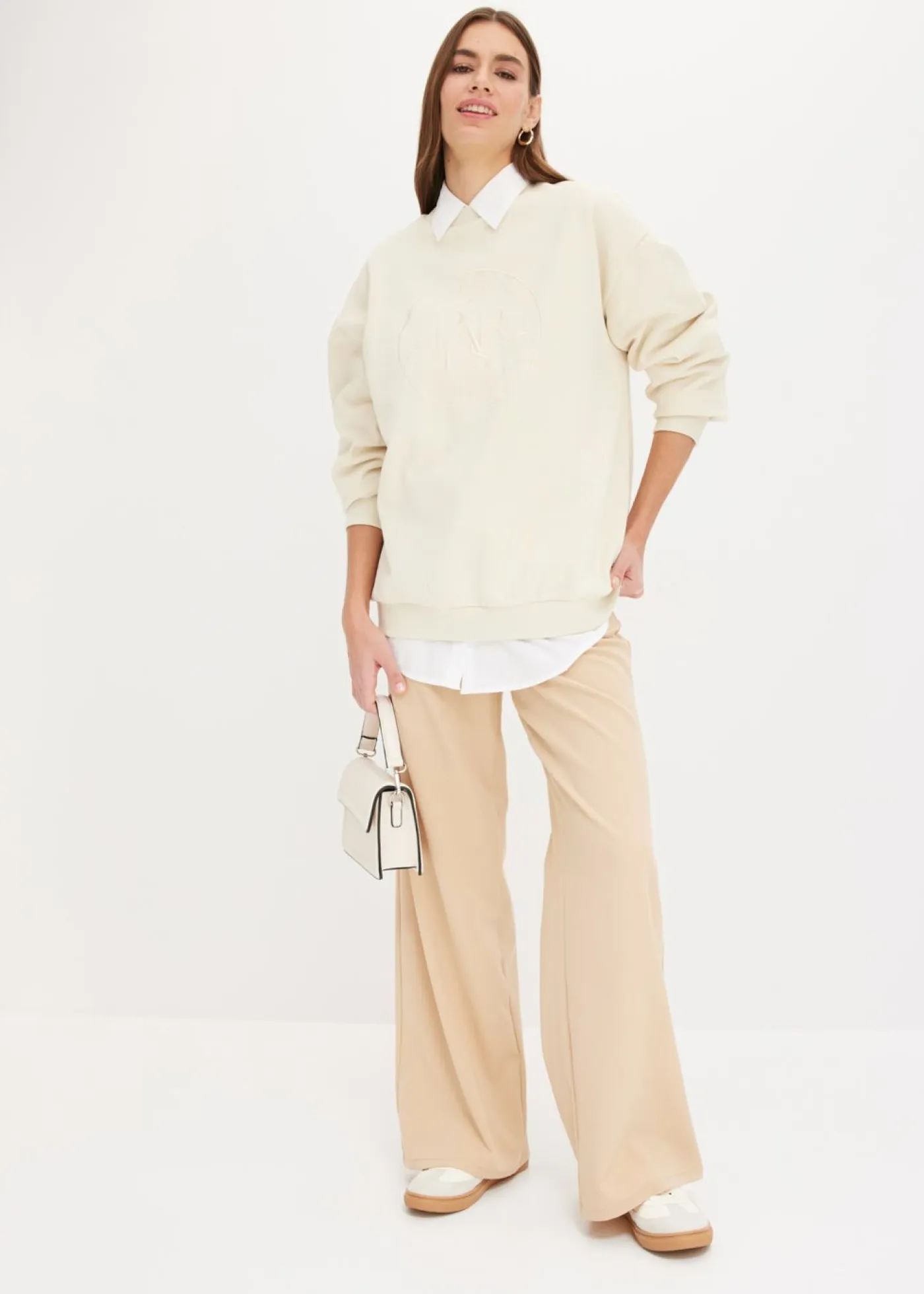 bonprix bonprix Camisas Y Blusas|Novedades>Camisa oversize de algodón con mangas 3/4 Blanco