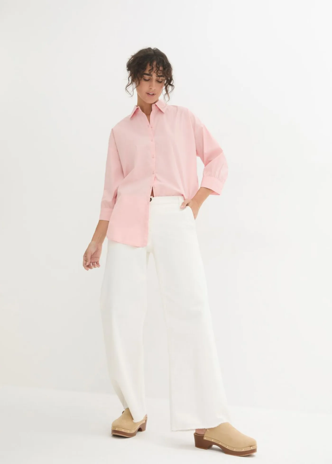 Mujer bonprix bonprix Camisa oversize de algodón con mangas 3/4