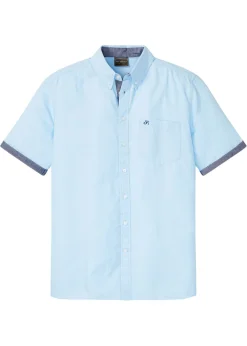 bonprix bonprix Camisas>Camisa Oxford de manga corta de algodón puro Azul claro