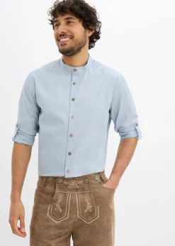 bonprix bonprix Camisas>Camisa tradicional con mangas arremangadas Azul suave