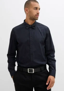 bonprix bonprix Trajes|Camisas>Camisa y pajarita (2 piezas) Negro