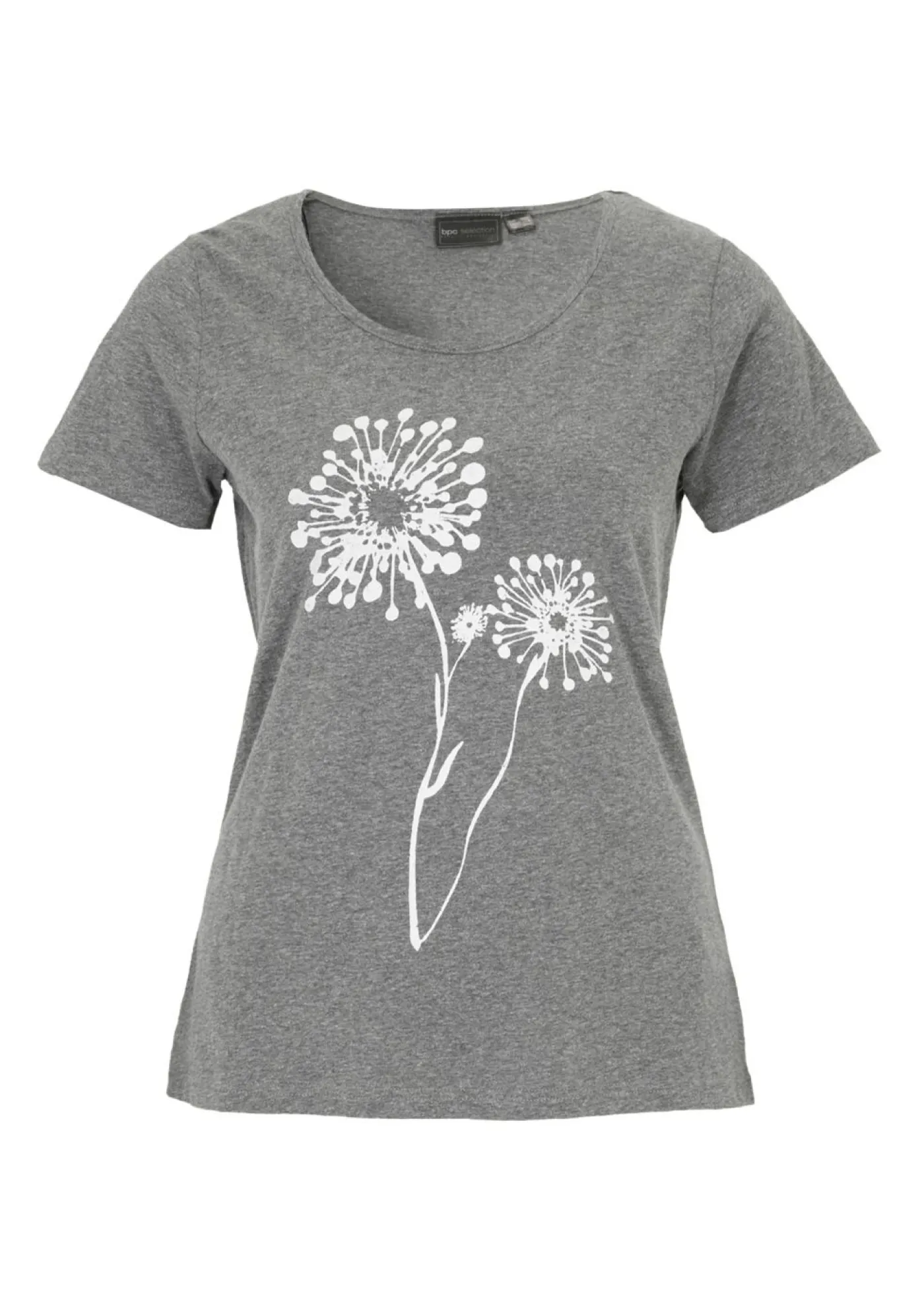 bonprix bonprix Camisetas>Camiseta Gris jaspeado/blanco estampado