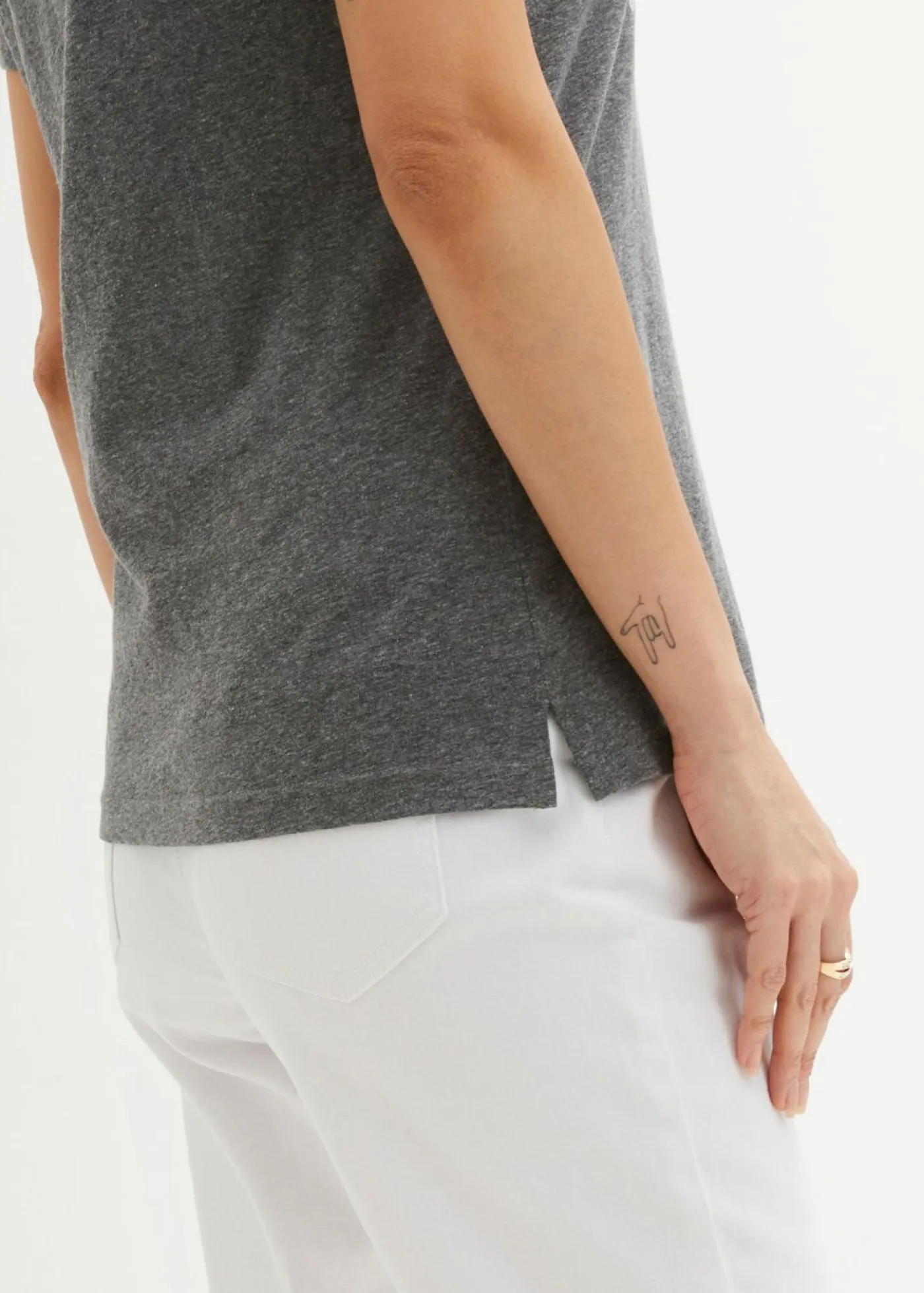 bonprix bonprix Camisetas>Camiseta Gris jaspeado/blanco estampado