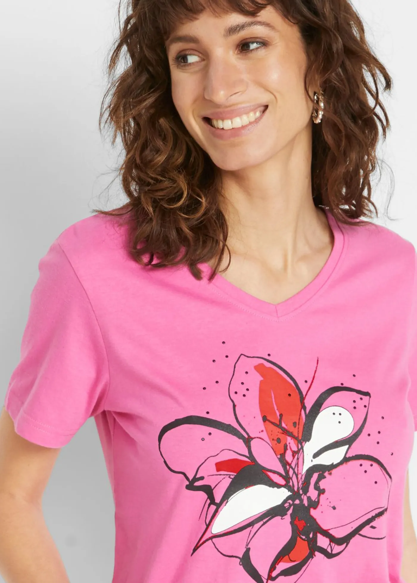 bonprix bonprix Camisetas>Camiseta Fucsia claro estampado