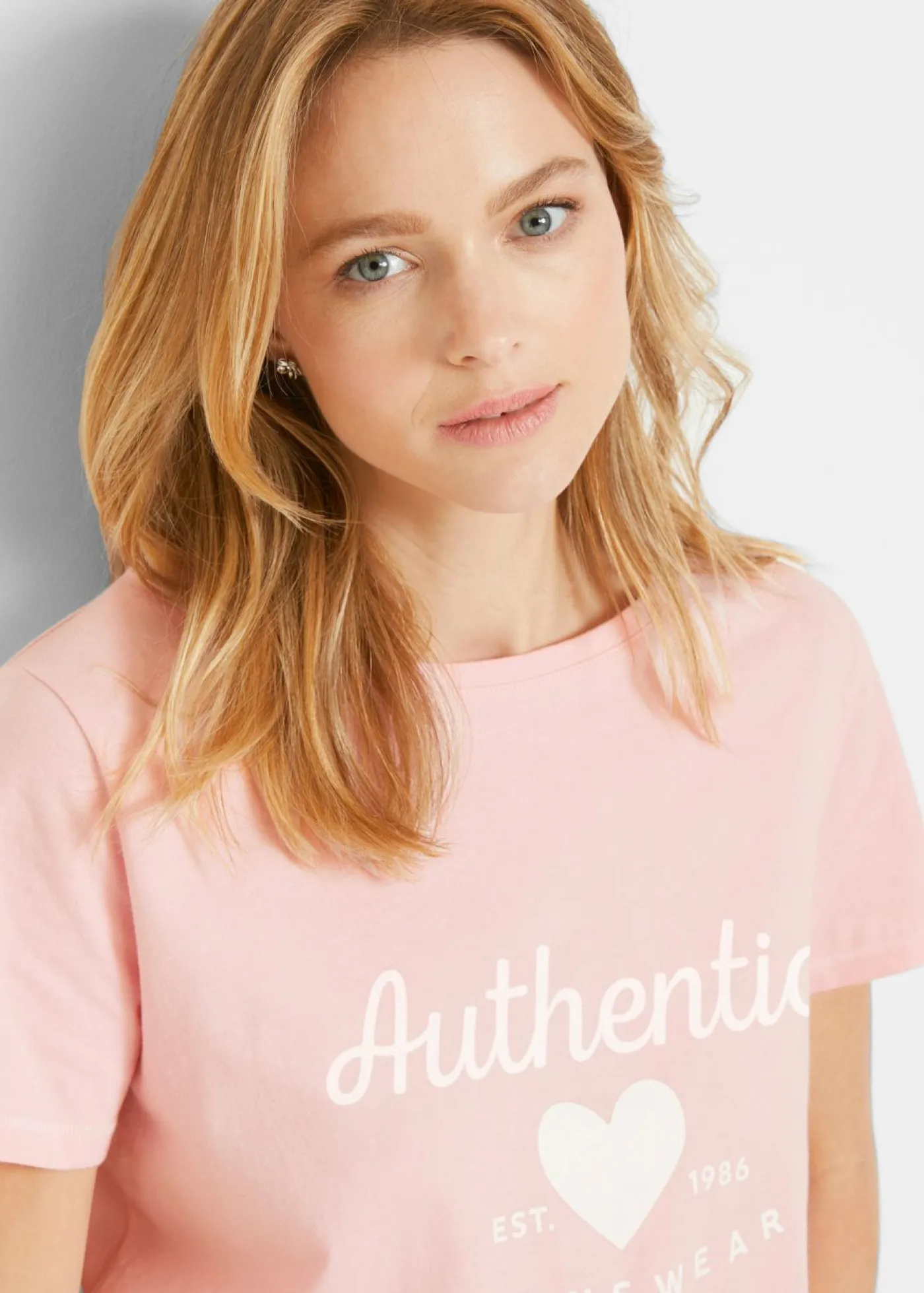 bonprix bonprix Camisetas>Camiseta Rosa empolvado-blanco estampado