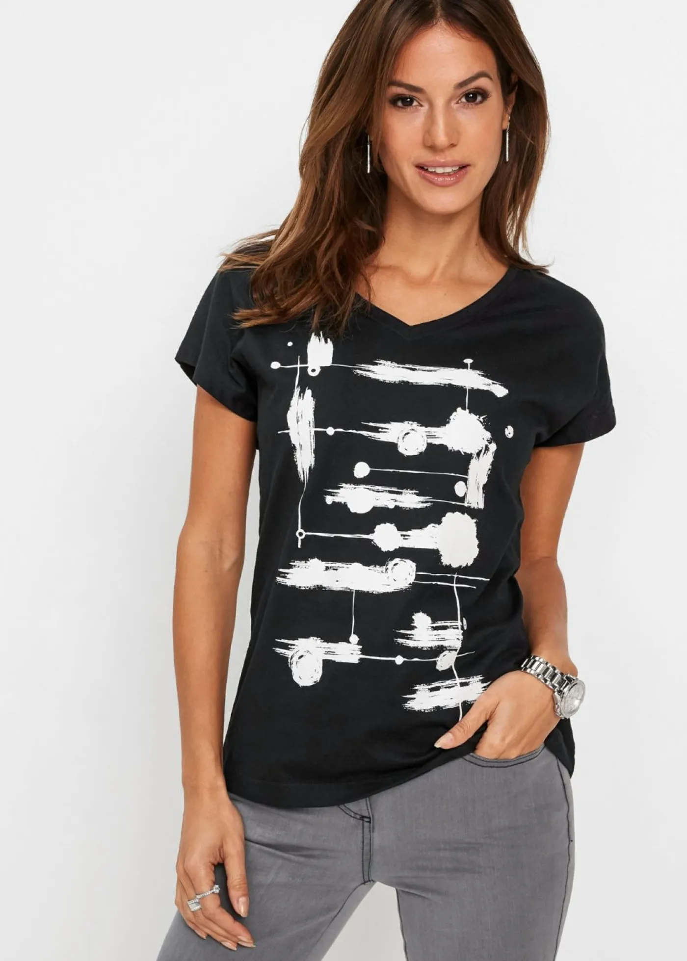 bonprix bonprix Camisetas>Camiseta Azul marino-blanco