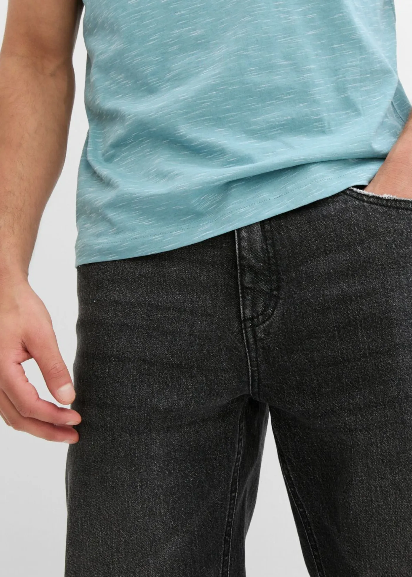 bonprix bonprix Básicos En Rebajas|Camisetas Y Polos>Camiseta 2 en 1 de manga corta Azul bondi jaspeado