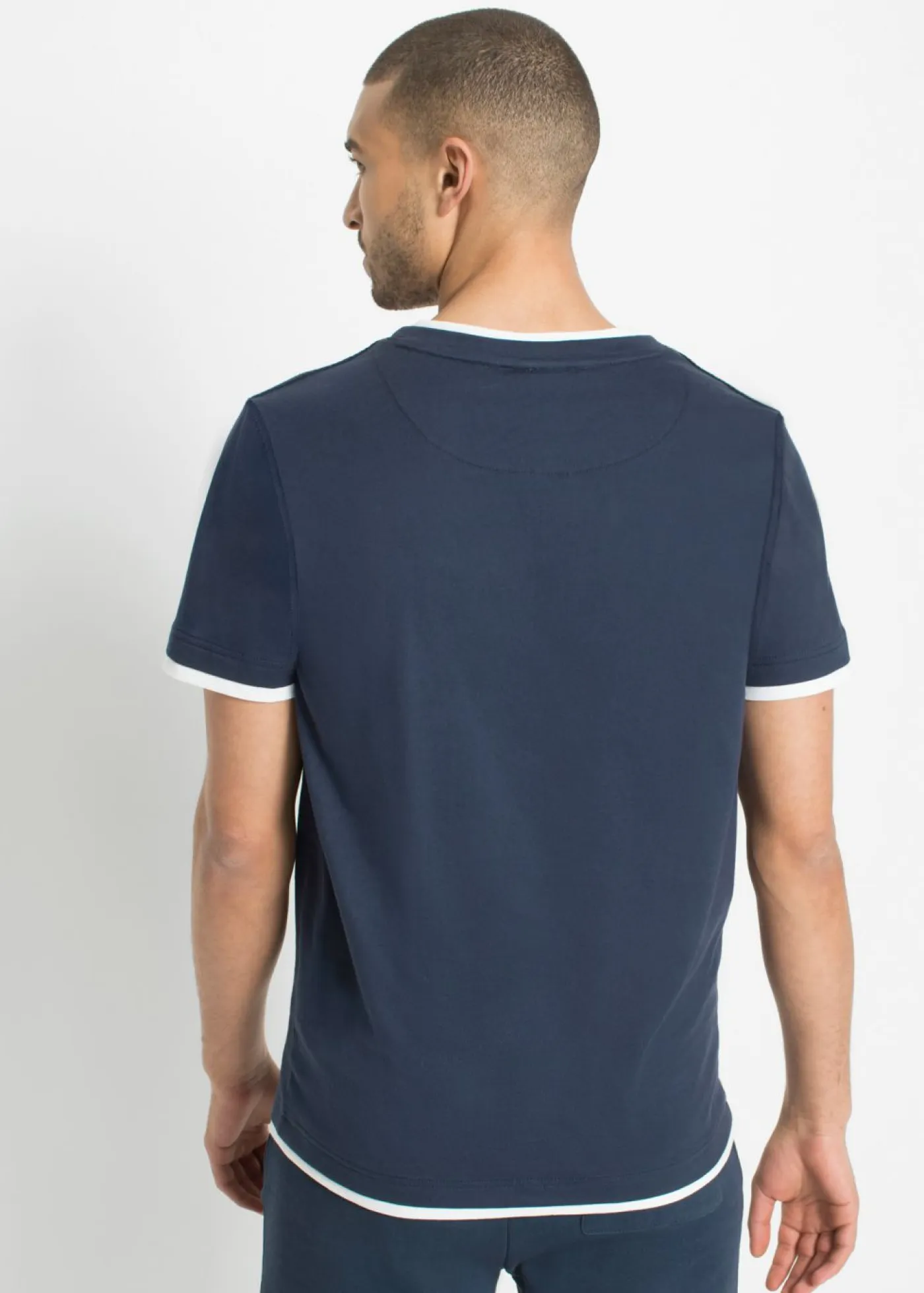 bonprix bonprix Básicos En Rebajas|Camisetas Y Polos>Camiseta 2 en 1 de manga corta (2 unidades) Azul oscuro-gris humo