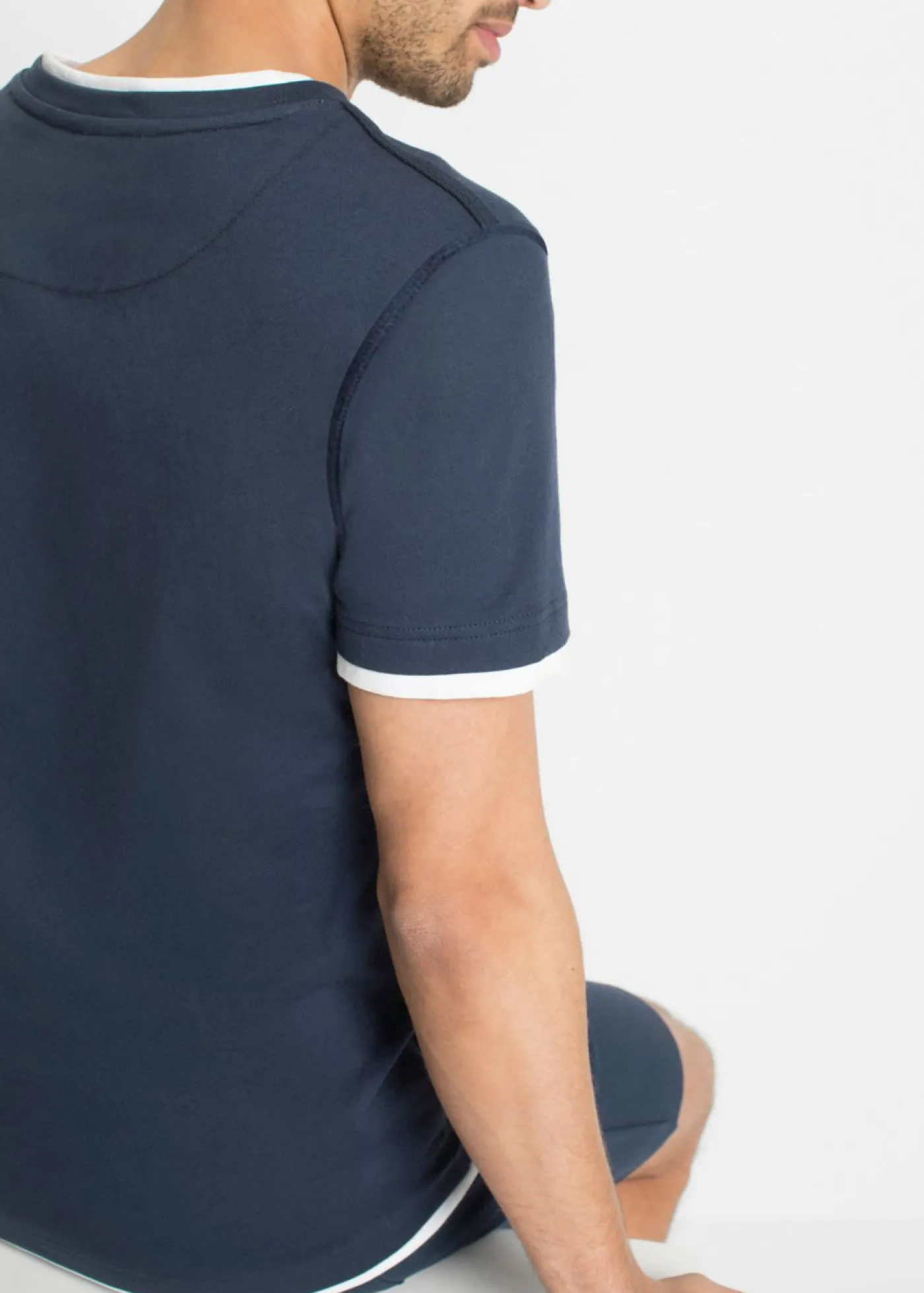 bonprix bonprix Básicos En Rebajas|Camisetas Y Polos>Camiseta 2 en 1 de manga corta (2 unidades) Azul oscuro-gris humo