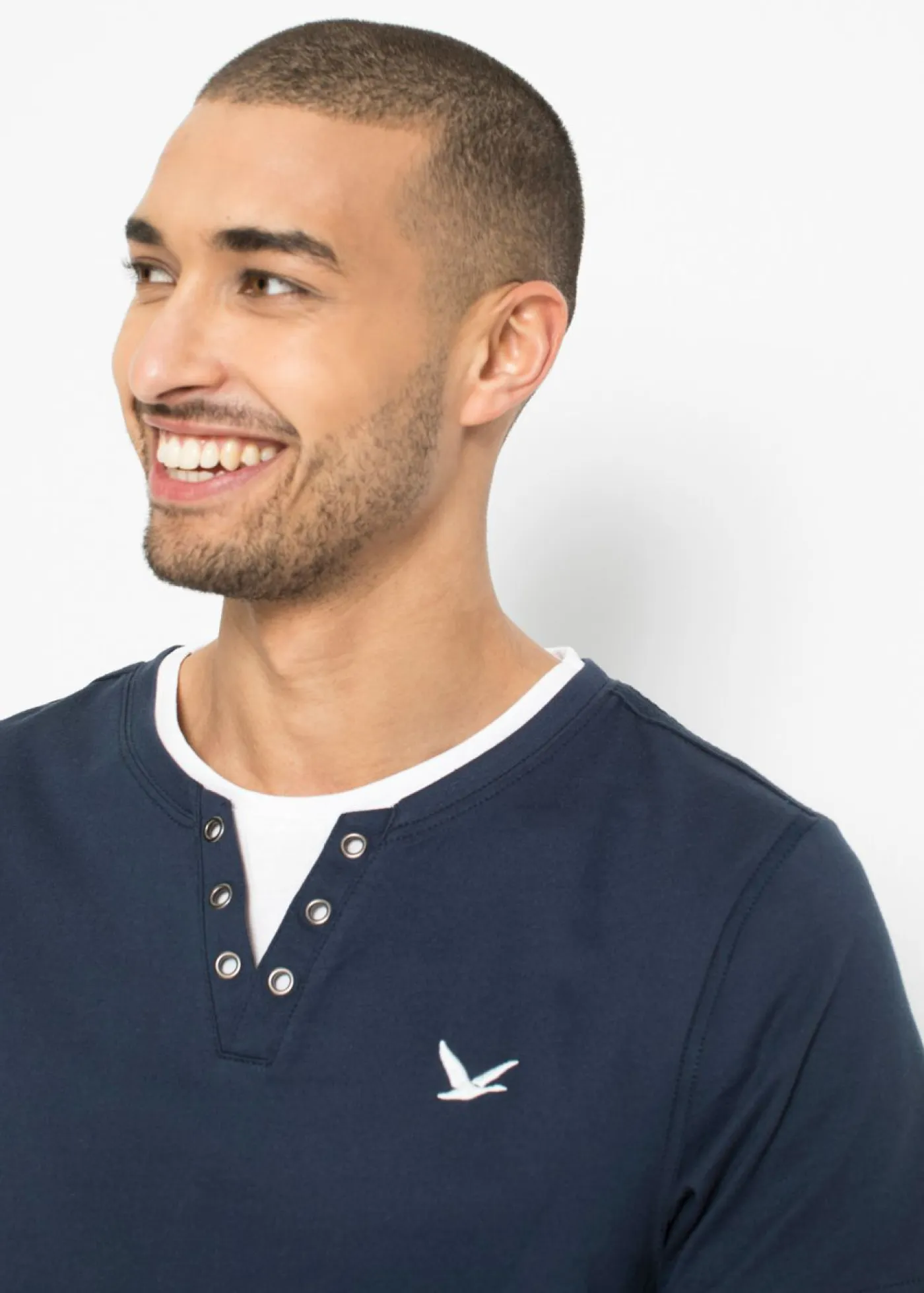 bonprix bonprix Básicos En Rebajas|Camisetas Y Polos>Camiseta 2 en 1 de manga corta (2 unidades) Azul oscuro-gris humo