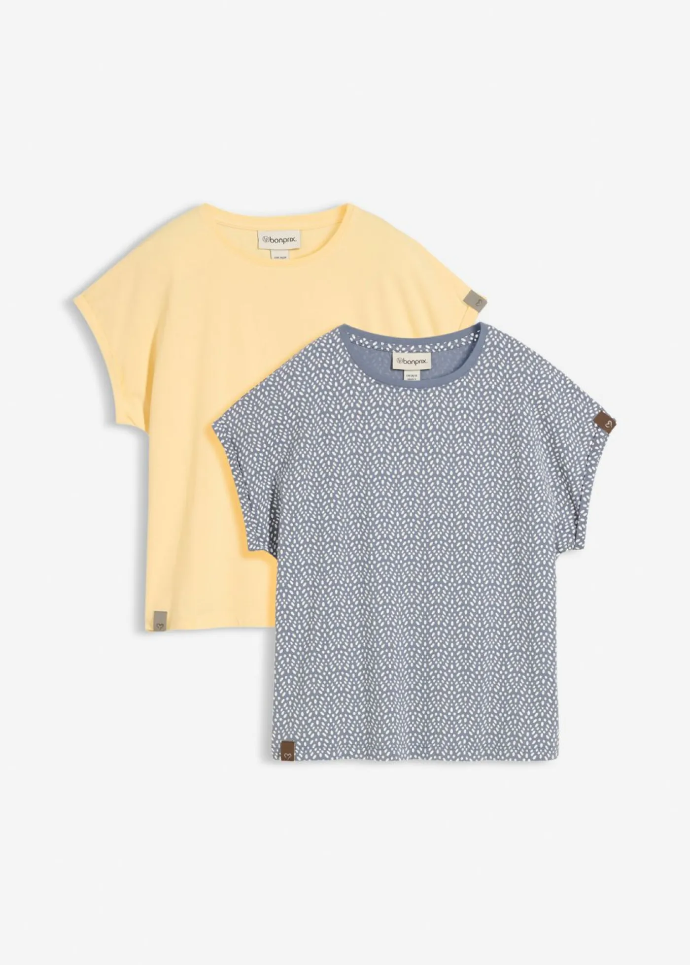 bonprix bonprix Camisetas>Camiseta (2 unidades) azul ahumado/amarillo pastel