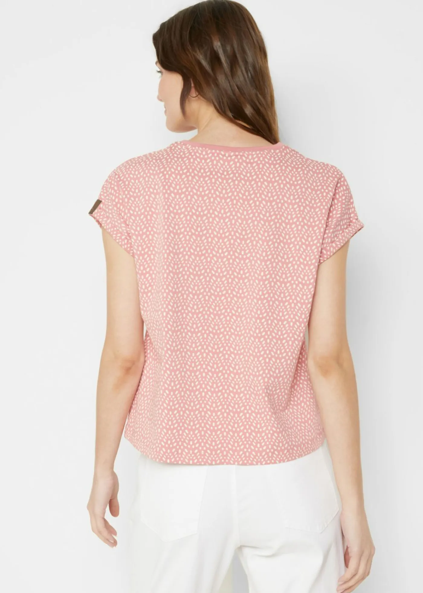 bonprix bonprix Camisetas>Camiseta (2 unidades) Rosa ahumado estampado + azul marino monocolor