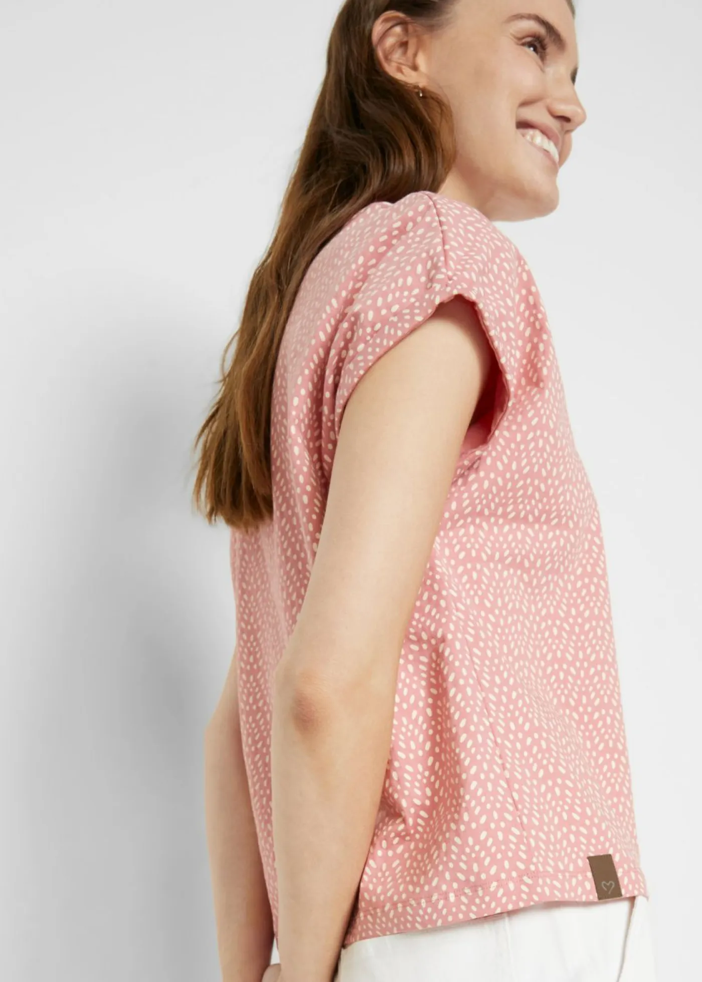 bonprix bonprix Camisetas>Camiseta (2 unidades) Rosa ahumado estampado + azul marino monocolor