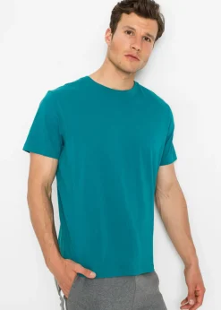 bonprix bonprix Básicos En Rebajas|Camisetas Y Polos>Camiseta (3 unidades) Turquesa cobalto + rojo rododendro + antracita jaspeado