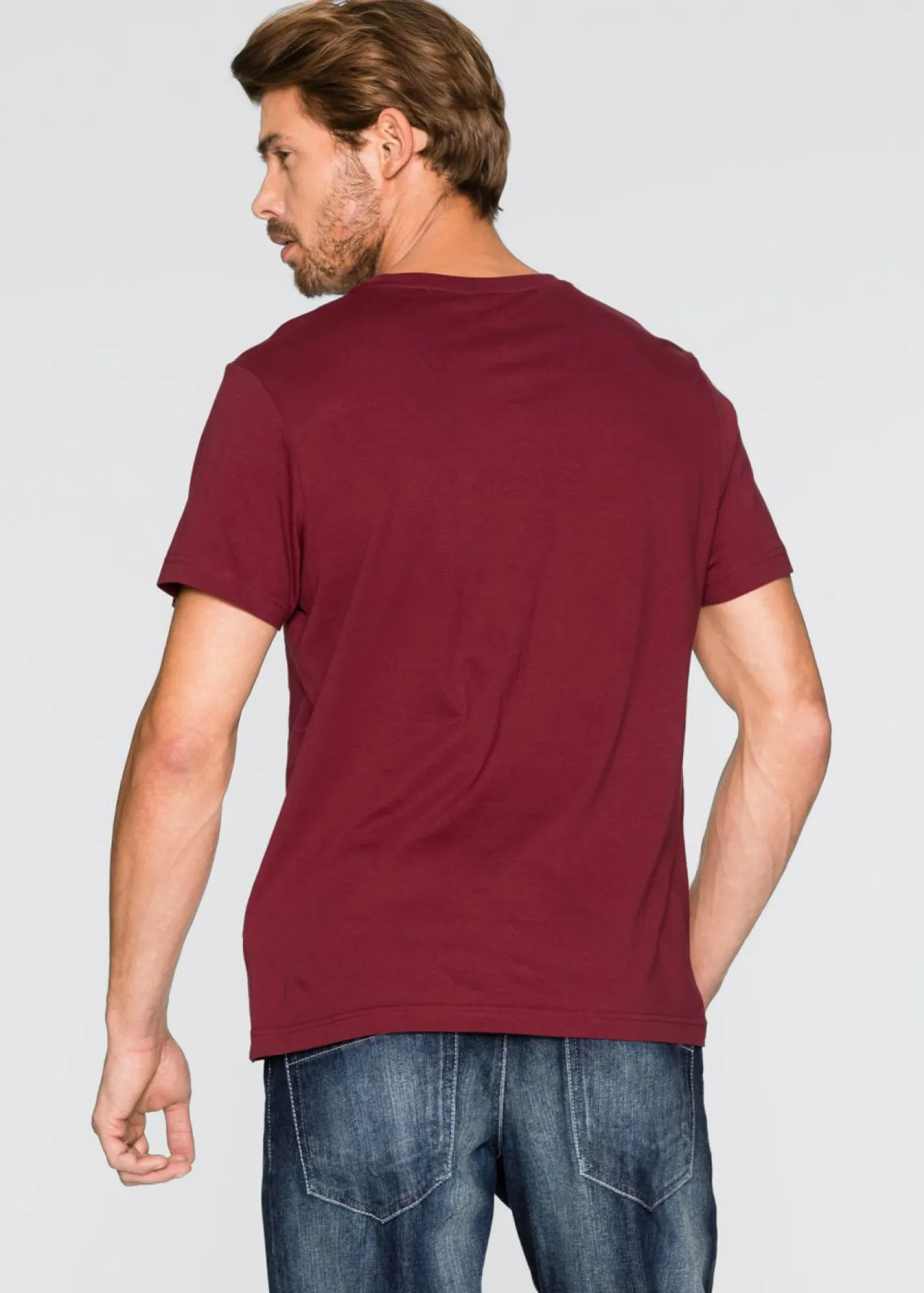 bonprix bonprix Básicos En Rebajas|Camisetas Y Polos>Camiseta (3 unidades) Burdeos + verde oscuro + blanco