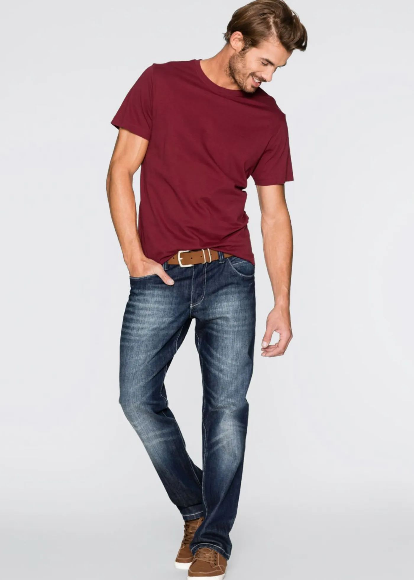 bonprix bonprix Básicos En Rebajas|Camisetas Y Polos>Camiseta (3 unidades) Burdeos + verde oscuro + blanco