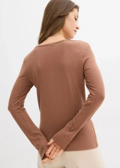 Mujer bonprix bonprix Camiseta acanalada de manga larga