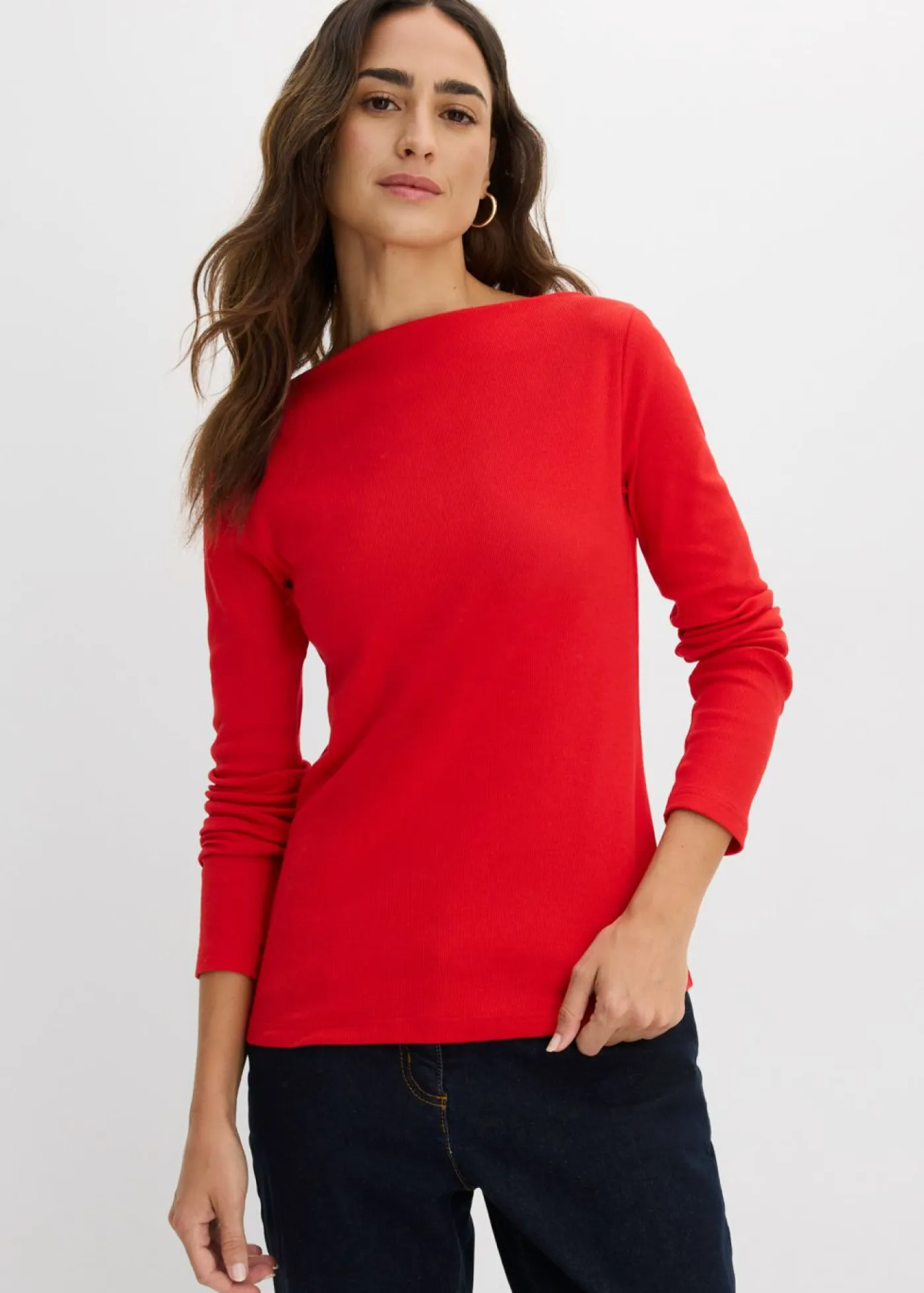 bonprix bonprix Básicos|Camisetas>Camiseta ajustada de canalé fresa