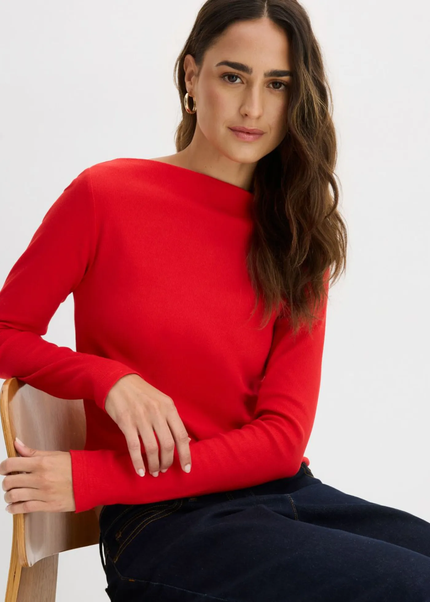 bonprix bonprix Básicos|Camisetas>Camiseta ajustada de canalé fresa