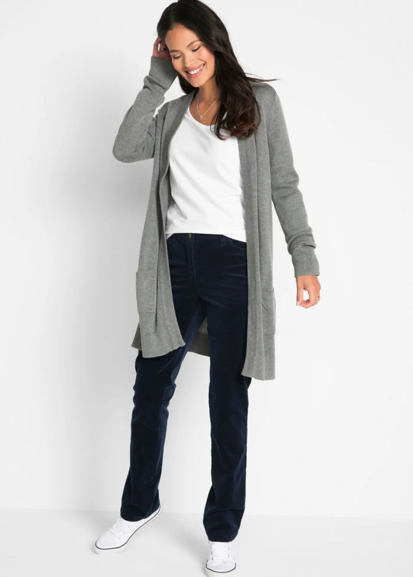 bonprix bonprix Básicos|Camisetas>Camiseta ajustada de manga larga Blanco