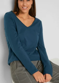 Mujer bonprix bonprix Camiseta ajustada de manga larga (2 unidades)